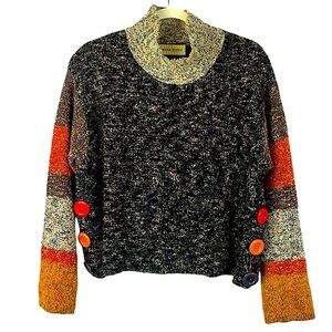 Marisa Studio popover multi color sweater Sz L textured Autumn colors